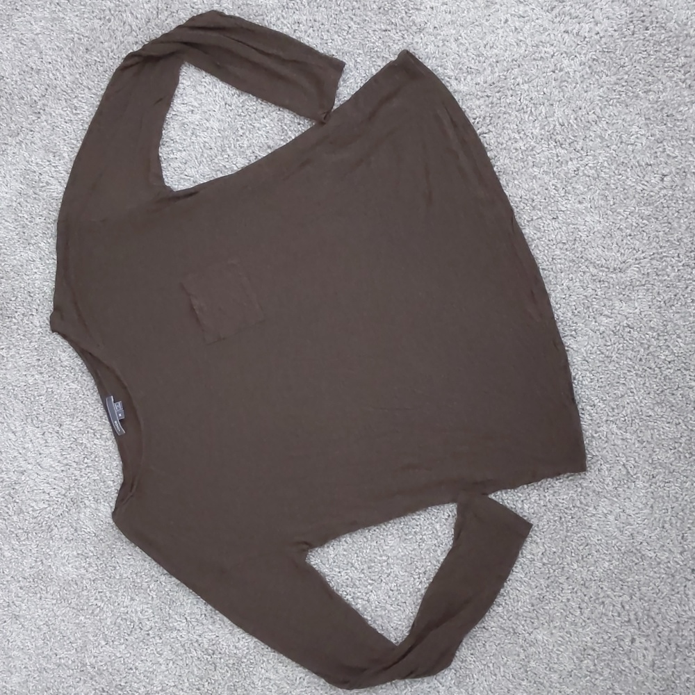 Vince Brown Basic Dolman Longsleeve Soft Tee, Size M